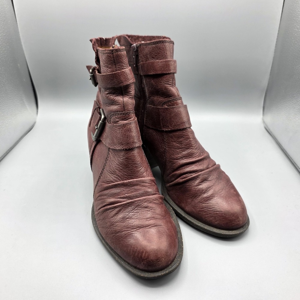 Naya Virtue Boots Women 8 Oxblood Bordo Leather Ankle Western Boho Anthropologie
